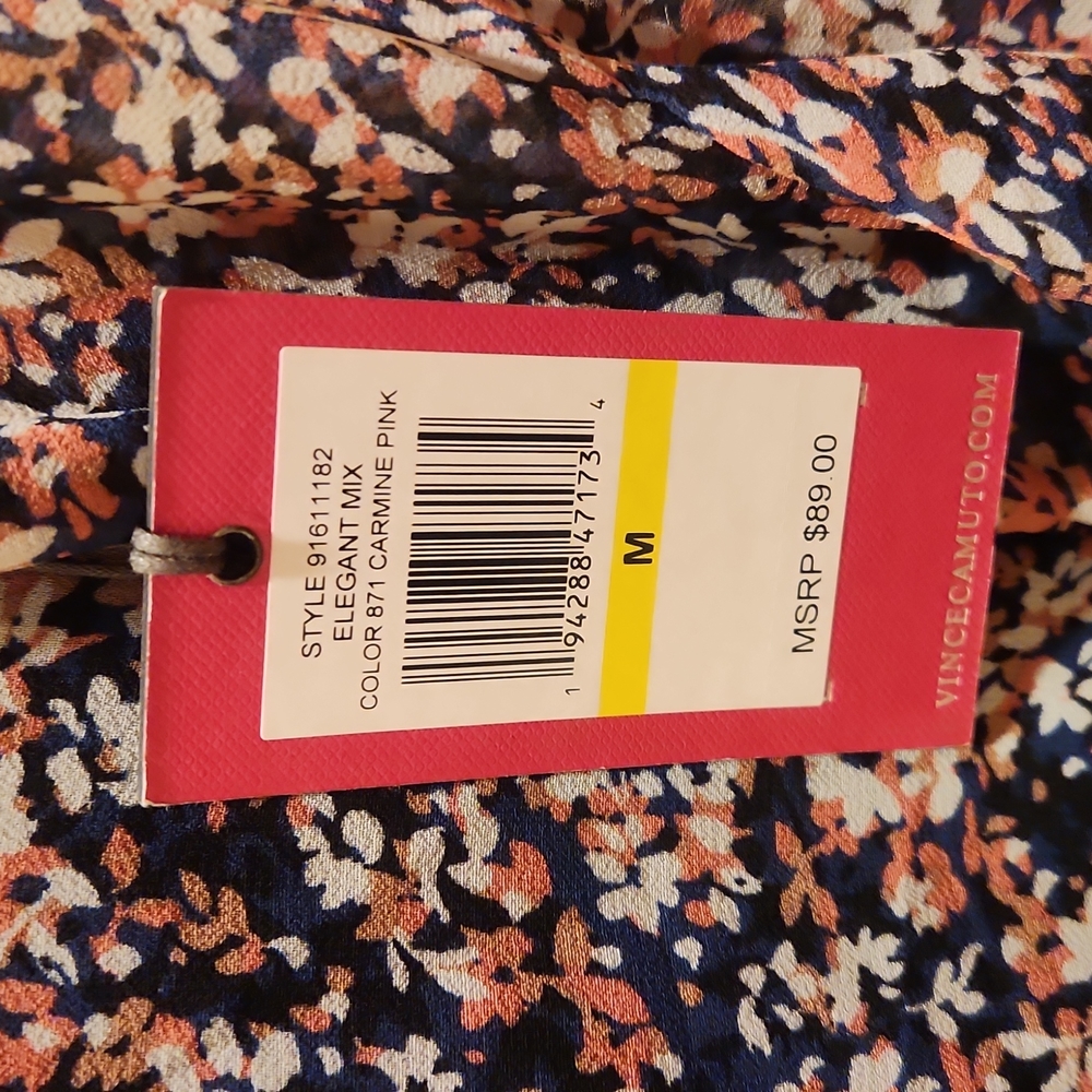 Vince Camuto Fresh Blooms Print 3/4 Sleeve Button Shoulder Chiffon Blouse size M - Picture 7 of 14